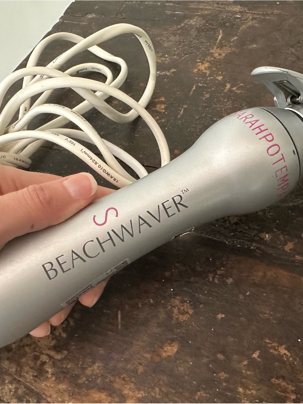 The Beachwaver Co. Silver Hair Styling Wand with Pink Accent
